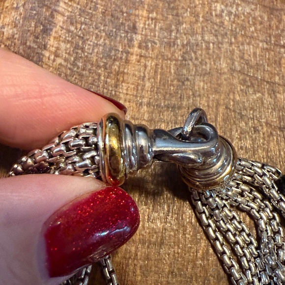 David Yurman Silver and 18k gold onyx and pearl Multi-Strand Bracelet - Picture 4 of 16